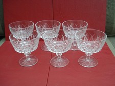 Vintage Set of 6 Cut Glass Sundae Dishes - Stemmed