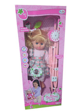 Buggy Stroller With Dolls Foldable Pram Pink Doll Kids Toy- Pretend Play Set