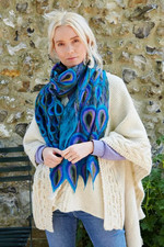 Pachamama Merino Wool Felted Vibrant Peacock Pattern Scarf RRP £44.95
