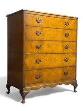 ANTIQUE WALNUT CHEST OF DRAWERS QUEEN ANNE STYLE C1950s SUPERIOR QUALITY