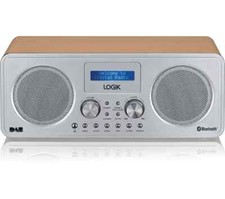 LOGIK Portable LCD Display DAB+ FM Bluetooth Aux-In Radio Silver/Wood L75DAB20