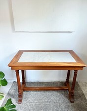 Mid Retro Vintage Writing Desk Dining Kitchen Desk Dressing Table Marble Top