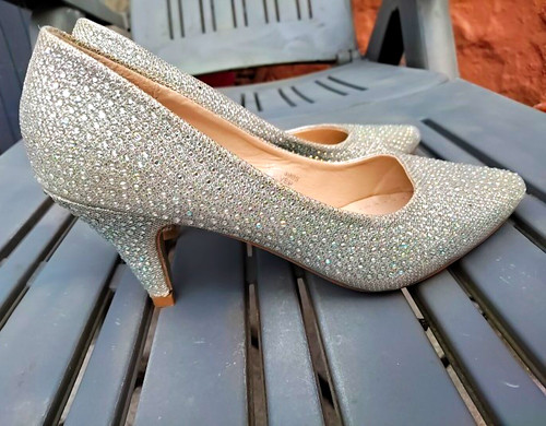Silver glitter court heels - glitter,