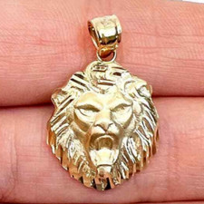 10K Gold Diamond-Cut Lion Head