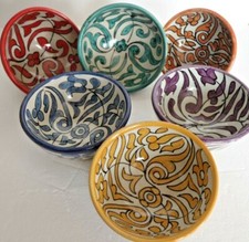 TRADITIONAL HAND PAINTED CERAMIC SMALL BOWL * FES POTTERY
