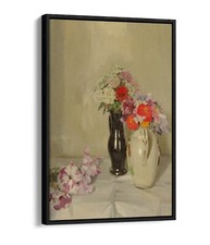 WILLIAM NICHOLSON, ZINNIAS -FLOAT EFFECT CANVAS WALL ART PRINT