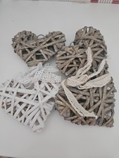 Assorted Decorative Wicker Hearts X 4