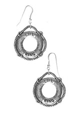 ch124 life ring buoy preserver tone pendant on Sterling 925 stamped Hook Earring