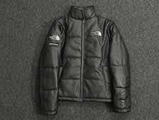 Supreme x The North Face 700 Nuptse Puffer Jacket Black Leather Down Coat Unisex