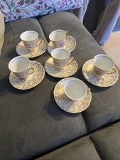 Vintage 6 Tea Cups 6 Saucers Side Plates Pink Rose Pattern Made In China Good