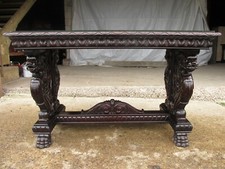 Scroll carved Brazilian mahogany centre console table (ref 652)