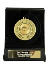 Mirror Carp Fishing Award 50mm Gold Contour Medal in Box (L) Engraved Free