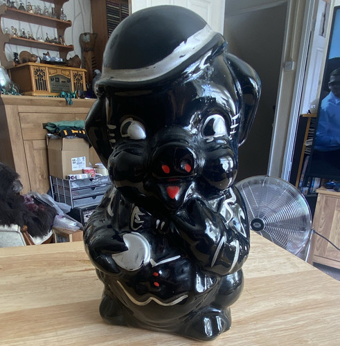 Black glazed ceramic dog - glazed, piggy