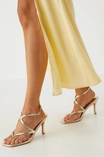 Misspap Gold Heeled Sandals Womens Party Heels