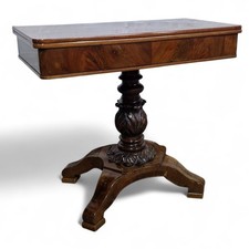 Antique Victorian console table - turn over top pedestal tea table - games table