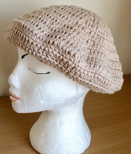 Handmade beige crocheted - beige, beret