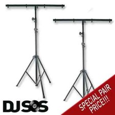 2 x PULSE PLS00020 Lighting Stand 2.5m Light Tripod & T Bar Metal Black Disco DJ