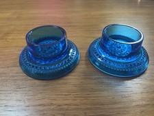 2 X Mid Century Glass Cobalt
