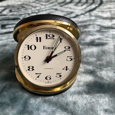 Vintage Travel Alarm Clock Mechanical Wind-Up, Black Folding Case,Made By Europa