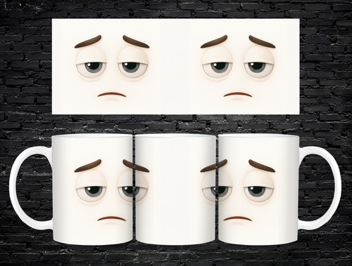 Funny tired face mug 11oz - tired,