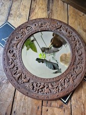 Antique Old Aesthetic movement Art Nouveau Mirror Carved Ornate Wooden Frame 