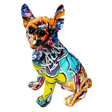 Graffiti Colorful Standing French Bulldog Resin Statue DIY Crafts Decoration