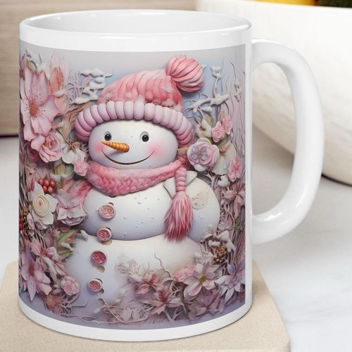 Pink snowman mug perfect - pink,