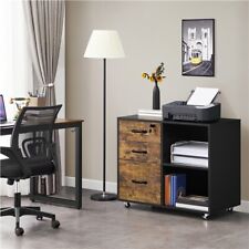 3-Drawer Mobile File Cabinet for Home & Office Vintage Lateral Filing Cabinet