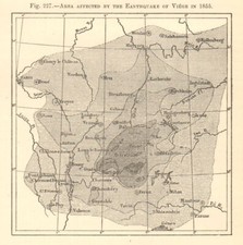 Area affected by 1855 Viege Earthquake. Switzerland. Visp. Sketch map 1886