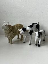 RARE Vintage AAA ELC Farm Animal Toy Figure Bundle Cow Calf Sheep x 3