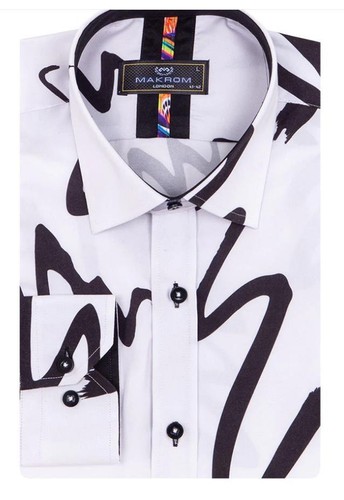 Makrom white squiggly line - white,