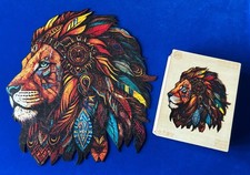 “King of the Jungle” Wood Jigsaw Puzzle 300pc Large, Orig Wood Box + Easel