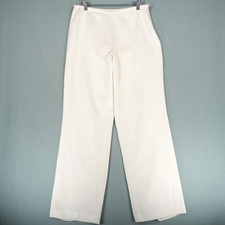 Escada Wide Leg Trousers Womens 42 White Satin Cotton Blend Lined Casual Pants