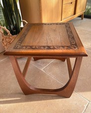 2 Rare G Plan Matching Pair Of Carved Teak Side Tables In Beautiful Condition
