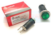 GENUINE LUCAS GREEN BORAD WARNING LIGHT LAMP 6V / 12V TRIUMPH MINI MG BSA AUSTIN