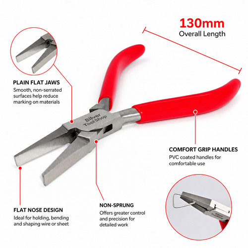 130mm flat nose pliers plain - nose,