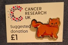 Charity Pin Badge Cancer Reseach Cat