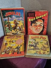 Bundle of 4 Vintage Annuals from 1940s & 1950s - Jingles, Radio Fun & Boys