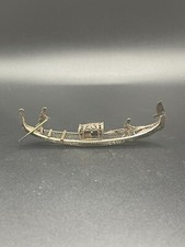 Exquisite Antique Silver Plated Filigree Gondola Miniature Model Boat - 8cm