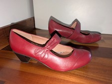 Hotter Emerald Burgundy Leather Mary Jane Slip On Shoes Size uk 4.5 eu 37.5 std