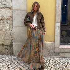 ZARA : Printed Midi Skirt with