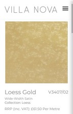 Villa Nova Loess Gold Fabric Remnants 3.32m X 3.44m Good Condition