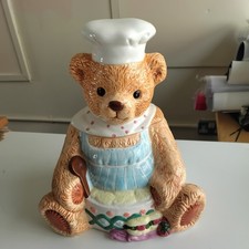 Vintage Ceramic Teddy Bear Cookie Jar Mumma bear cook Kitchen Decor