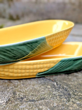 Vintage Sagaform Corn Cob Sweetcorn Ceramic Serving Dishes Scandinavian Majolica