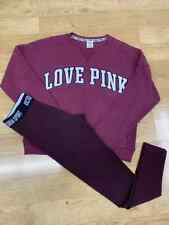 Victoria's Secret Sport Pink Maroon Women's Tracksuit Set Top & Bottom