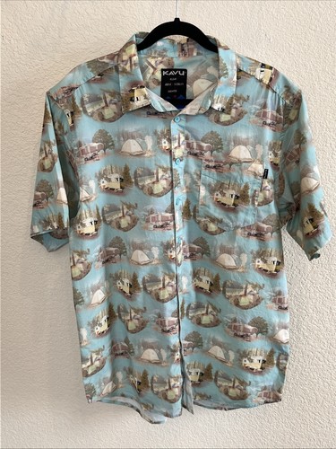 Kavu shirt mens blue button - mens,