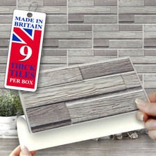 Stick On Wall Tiles : 9 Grey Shanty Self Adhesive Wall Tiles 8" x 4" Brick Shape