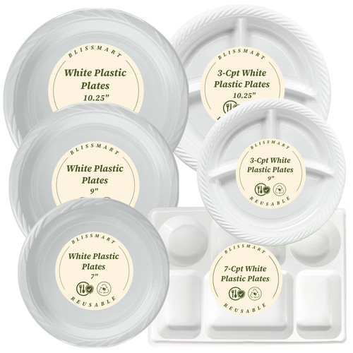 100 white plastic - plates, 7"