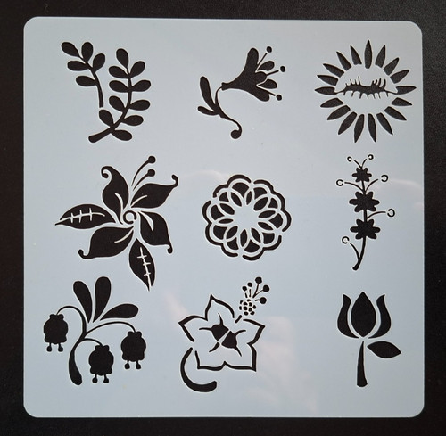 Flowers stencil 13cm - flowers,
