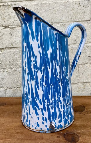 Vintage blue enamel french jug
